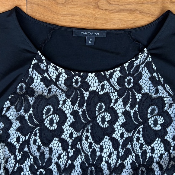 Pink Tartan Black Lace Top. Size M - Picture 5 of 11